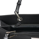 Gucci 002 1010 Black Canvas Bamboo Tote Bag