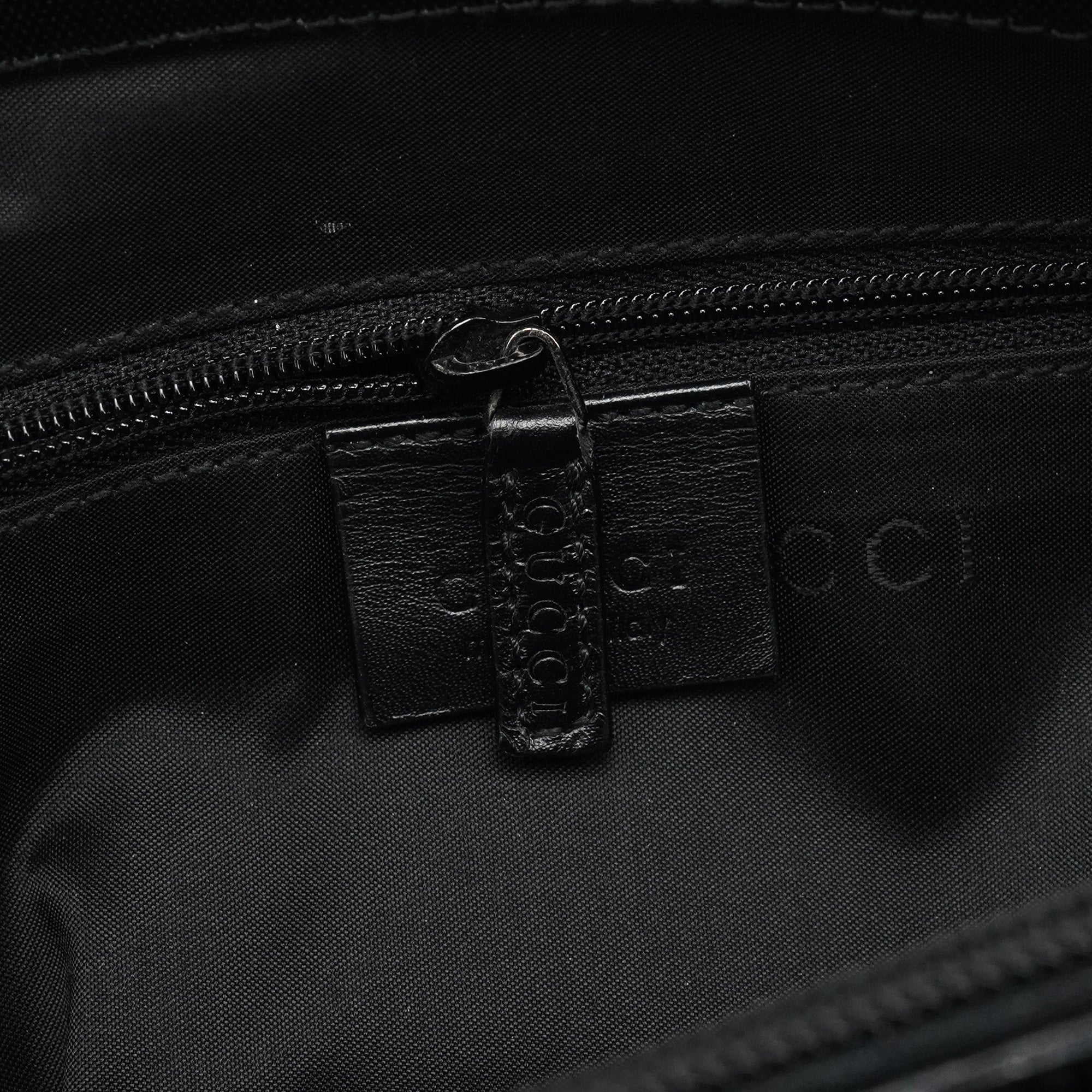 Gucci 002 1010 Black Canvas Bamboo Tote Bag