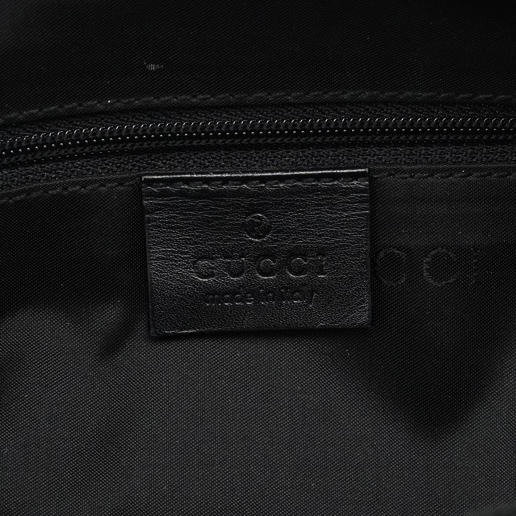 Gucci 002 1010 Black Canvas Bamboo Tote Bag