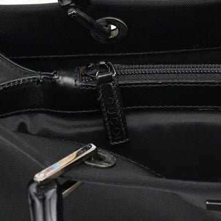 Gucci 002 1010 Black Canvas Bamboo Tote Bag