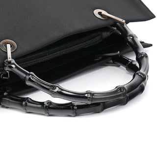 Gucci 002 1010 Black Canvas Bamboo Tote Bag