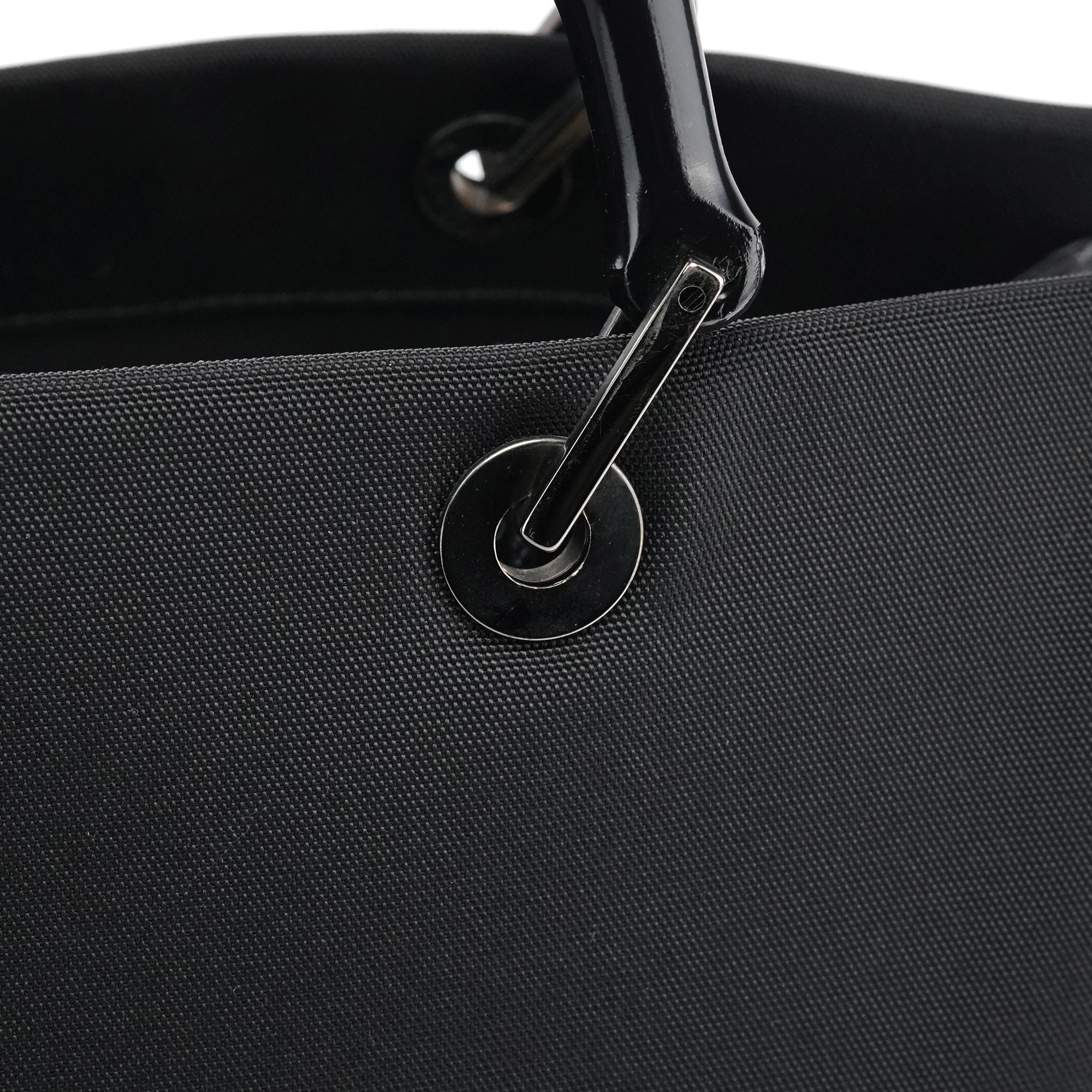 Gucci 002 1010 Black Canvas Bamboo Tote Bag