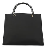 Gucci 002 1010 Black Canvas Bamboo Tote Bag
