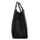 Gucci 002 1010 Black Canvas Bamboo Tote Bag