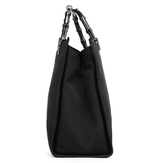 Gucci 002 1010 Black Canvas Bamboo Tote Bag