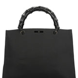 Gucci 002 1010 Black Canvas Bamboo Tote Bag
