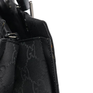 Gucci 002 1010 Black GG Bamboo Tote Bag