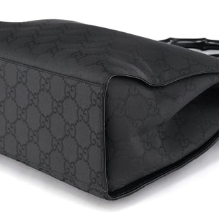Gucci 002 1010 Black GG Bamboo Tote Bag