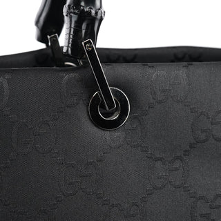 Gucci 002 1010 Black GG Bamboo Tote Bag