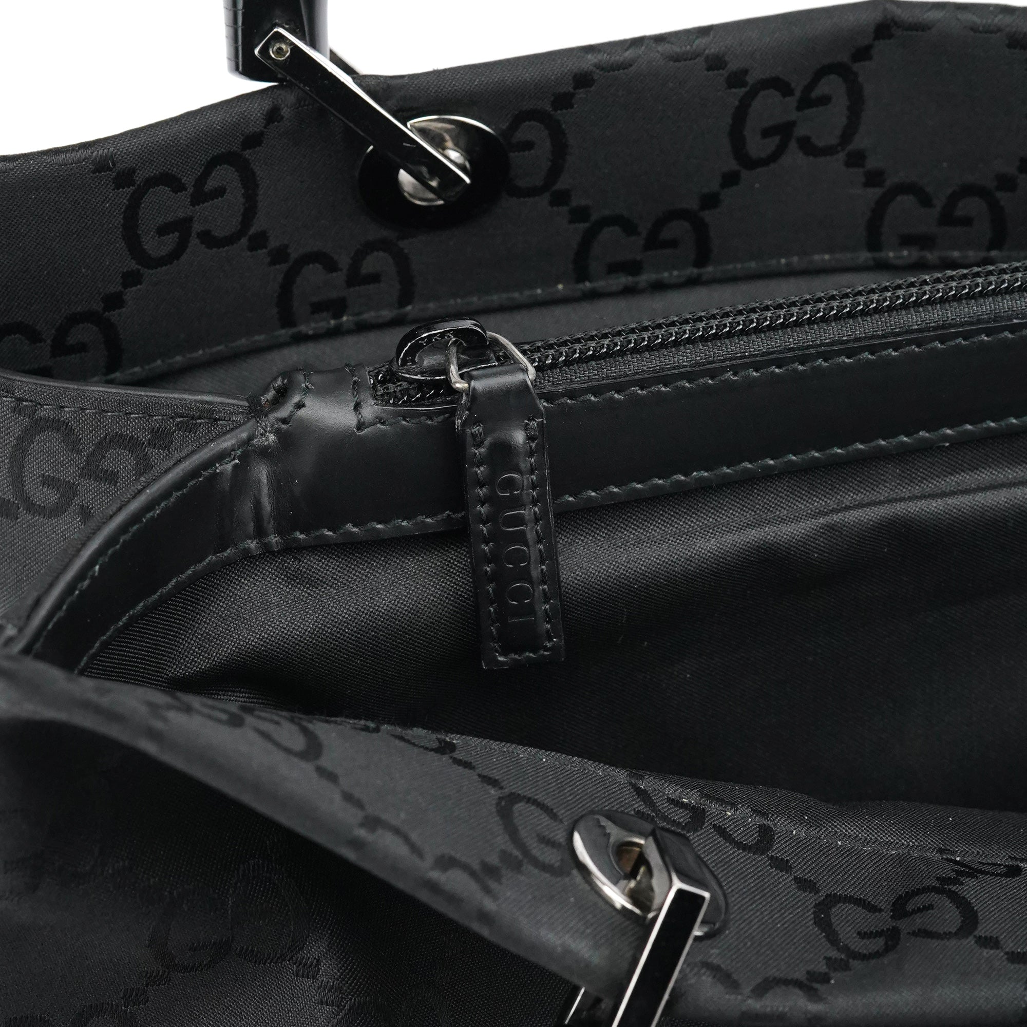 Gucci 002 1010 Black GG Bamboo Tote bag