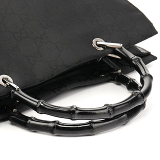 Gucci 002 1010 Black GG Bamboo Tote Bag