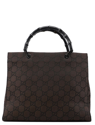 Gucci 002 1010 Brown GG Bamboo Tote Bag