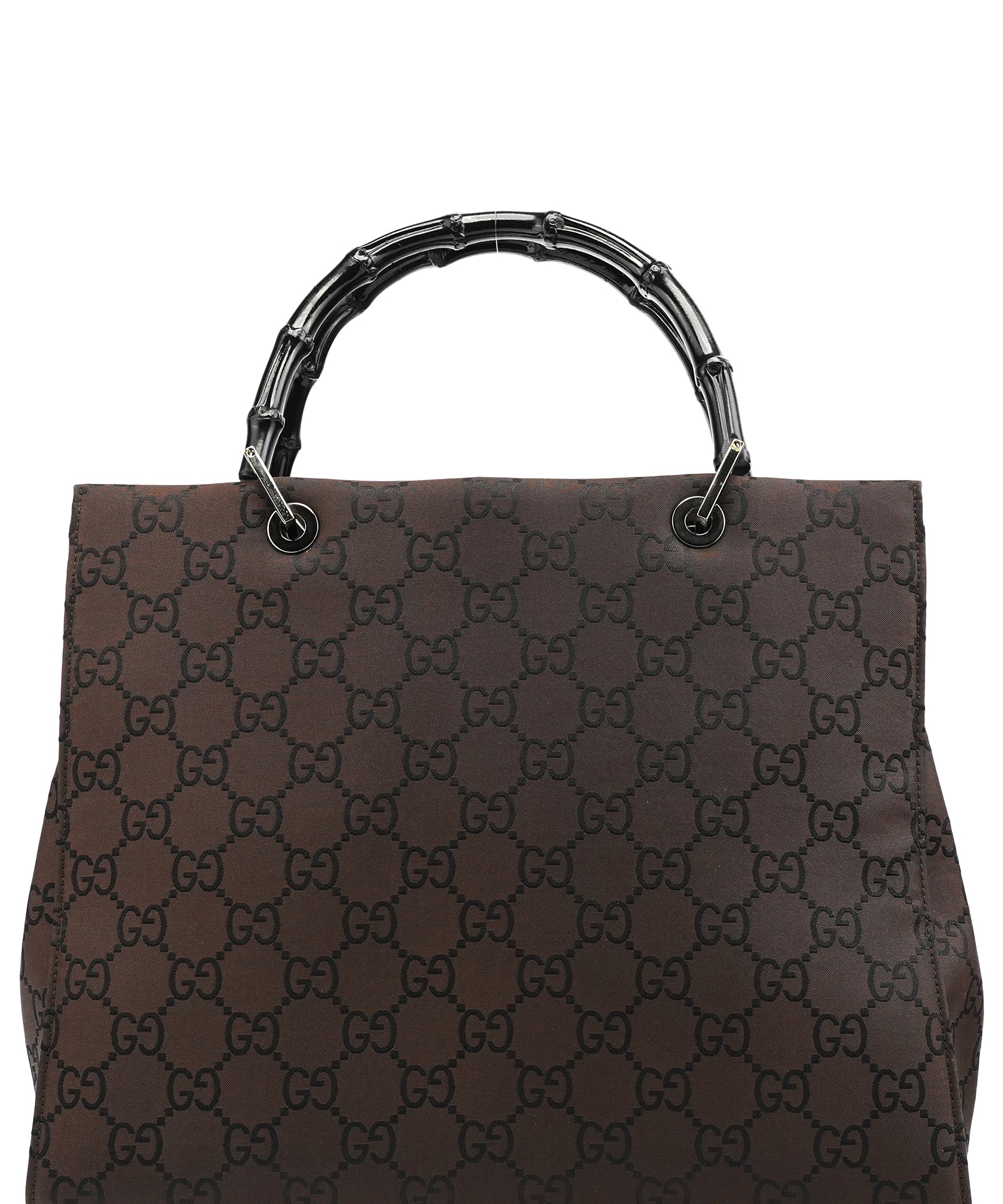 Gucci 002 1010 Brown GG Canvas Bamboo Tote Bag