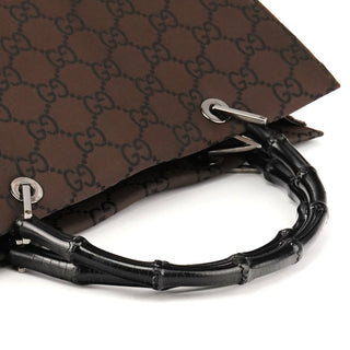Gucci 002 1010 Brown GG Canvas Bamboo Tote Bag