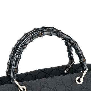 Gucci 002 1015 Black GG Bamboo Tote Bag
