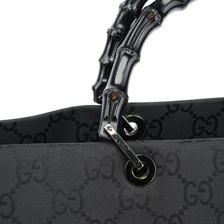 Gucci 002 1015 Black GG Bamboo Tote Bag