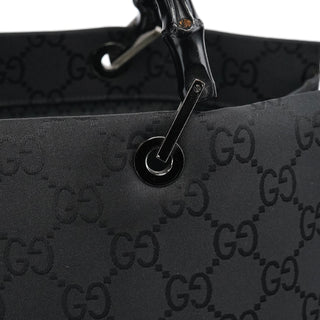 Gucci 002 1015 Black GG Bamboo Tote Bag