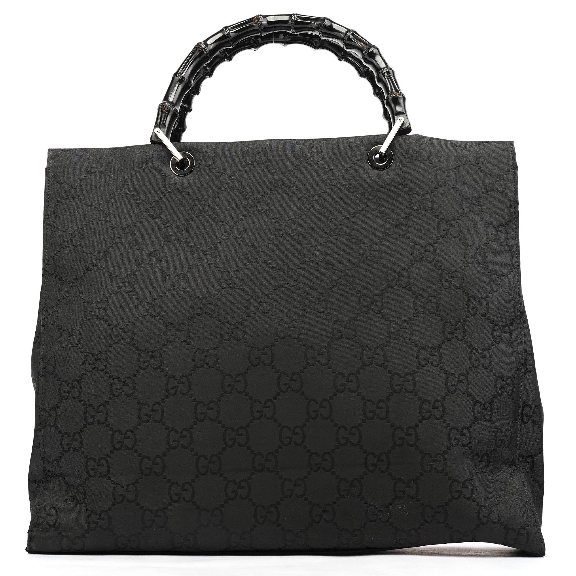 Gucci 002 1015 Sac cabas Bamboo en toile GG noire