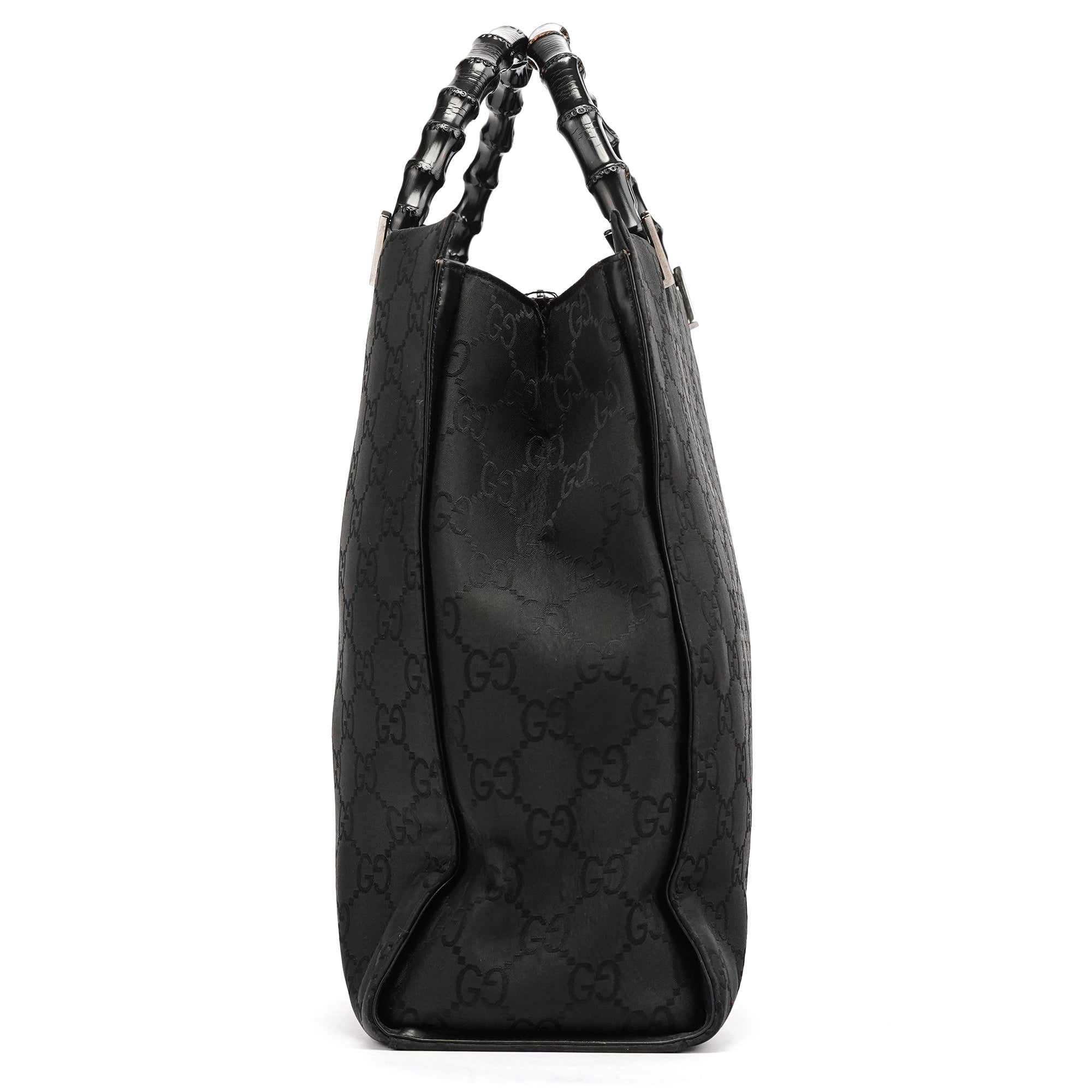 Gucci 002 1015 Sac cabas Bamboo en toile GG noire