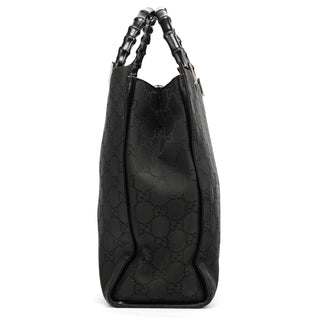 Gucci 002 1015 Black GG Bamboo Tote Bag