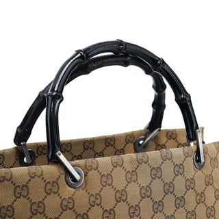 Gucci 002 1016 Beige GG Bamboo Tote Bag