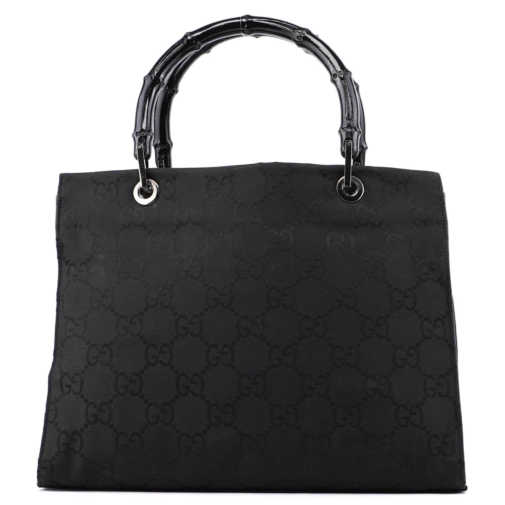 Gucci 002 1016 Black GG Bamboo Tote