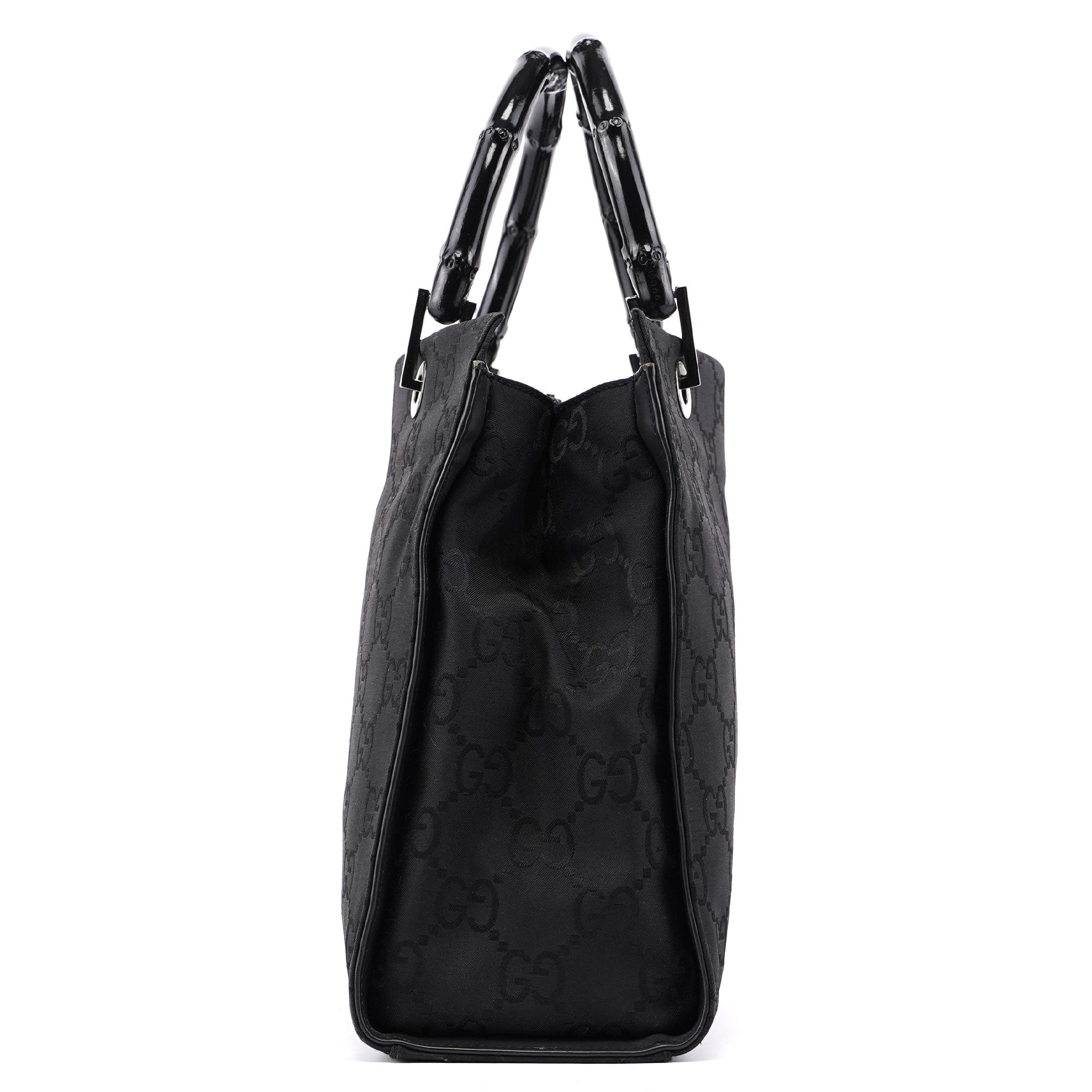 Gucci 002 1016 Sac cabas Bamboo en toile GG noire
