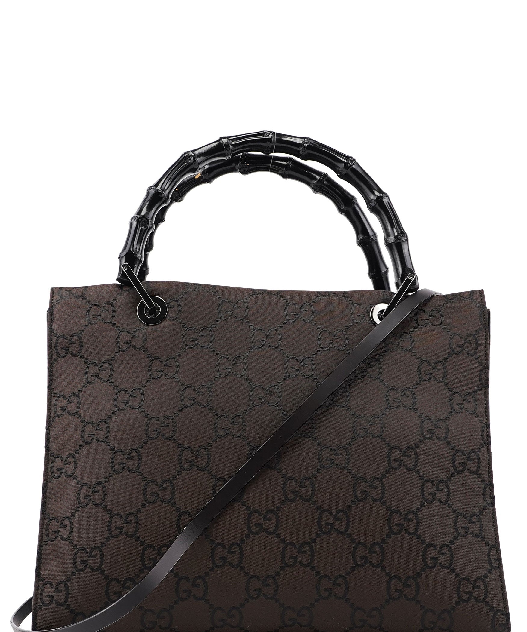 Gucci 002 1016 Brown GG Bamboo 2-Way Tote
