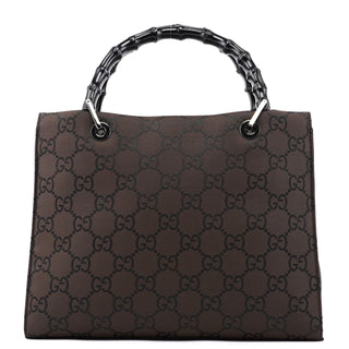 Gucci 002 1016 Brown GG Bamboo 2-Way Tote