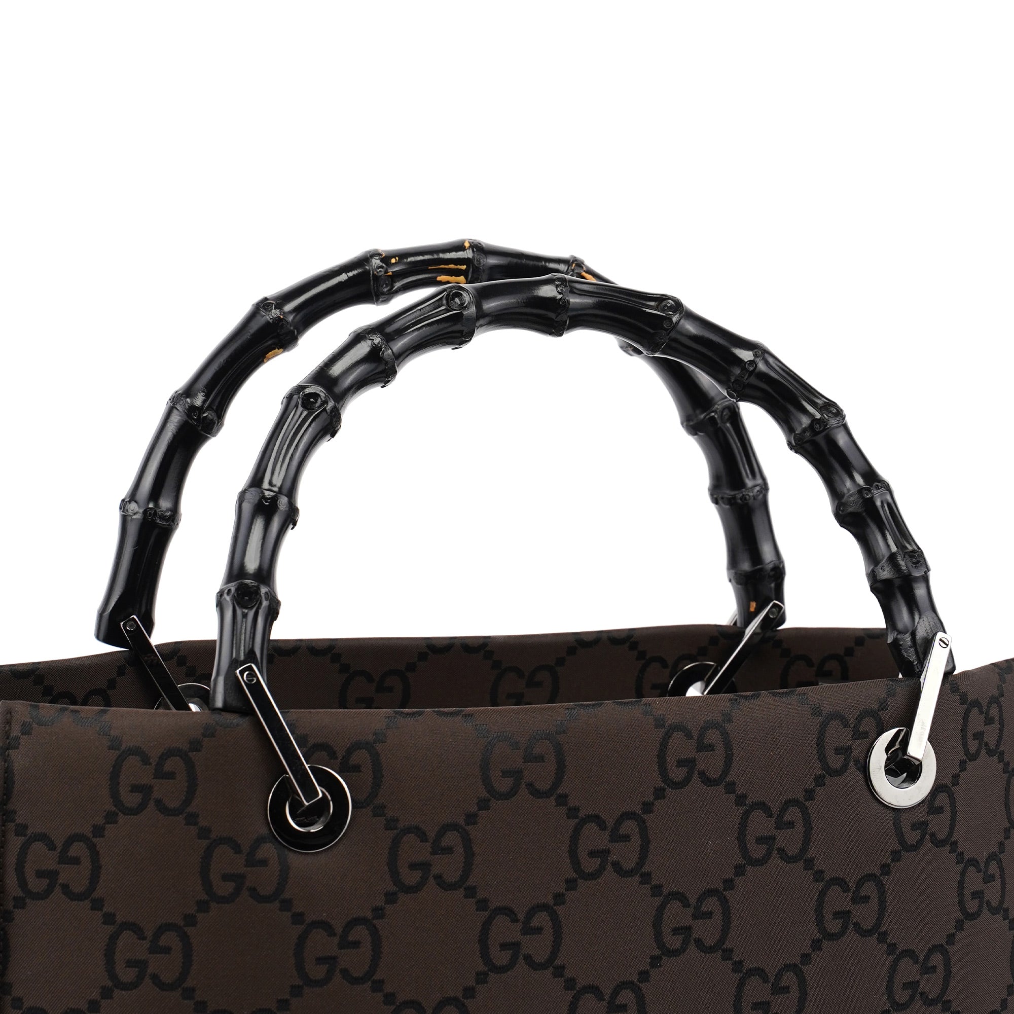 Gucci 002 1016 Brown GG Bamboo 2-Way Tote