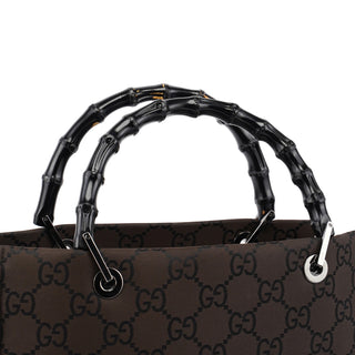 Gucci 002 1016 Brown GG Bamboo 2-Way Tote