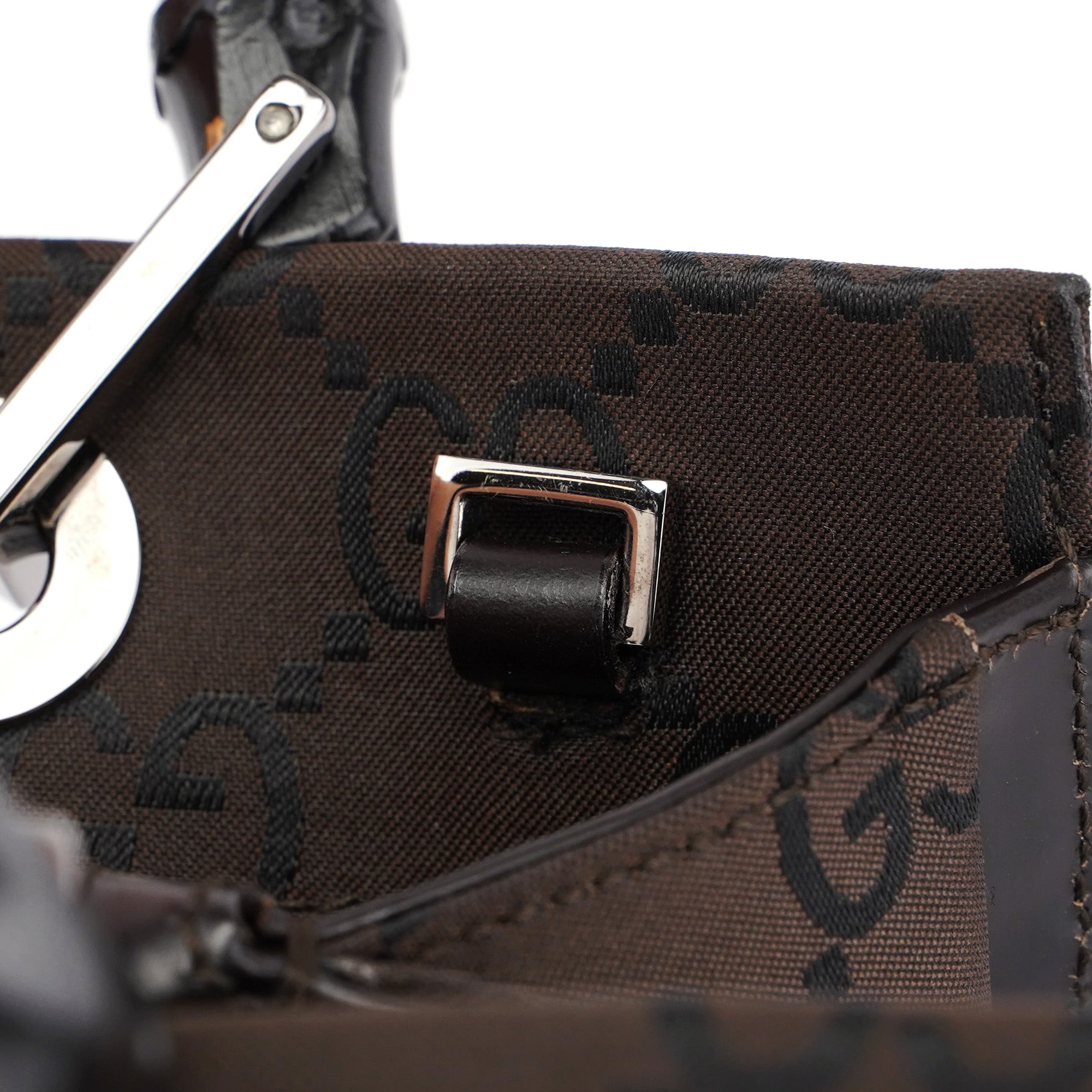Gucci 002 1016 Brown GG Bamboo 2-Way Tote