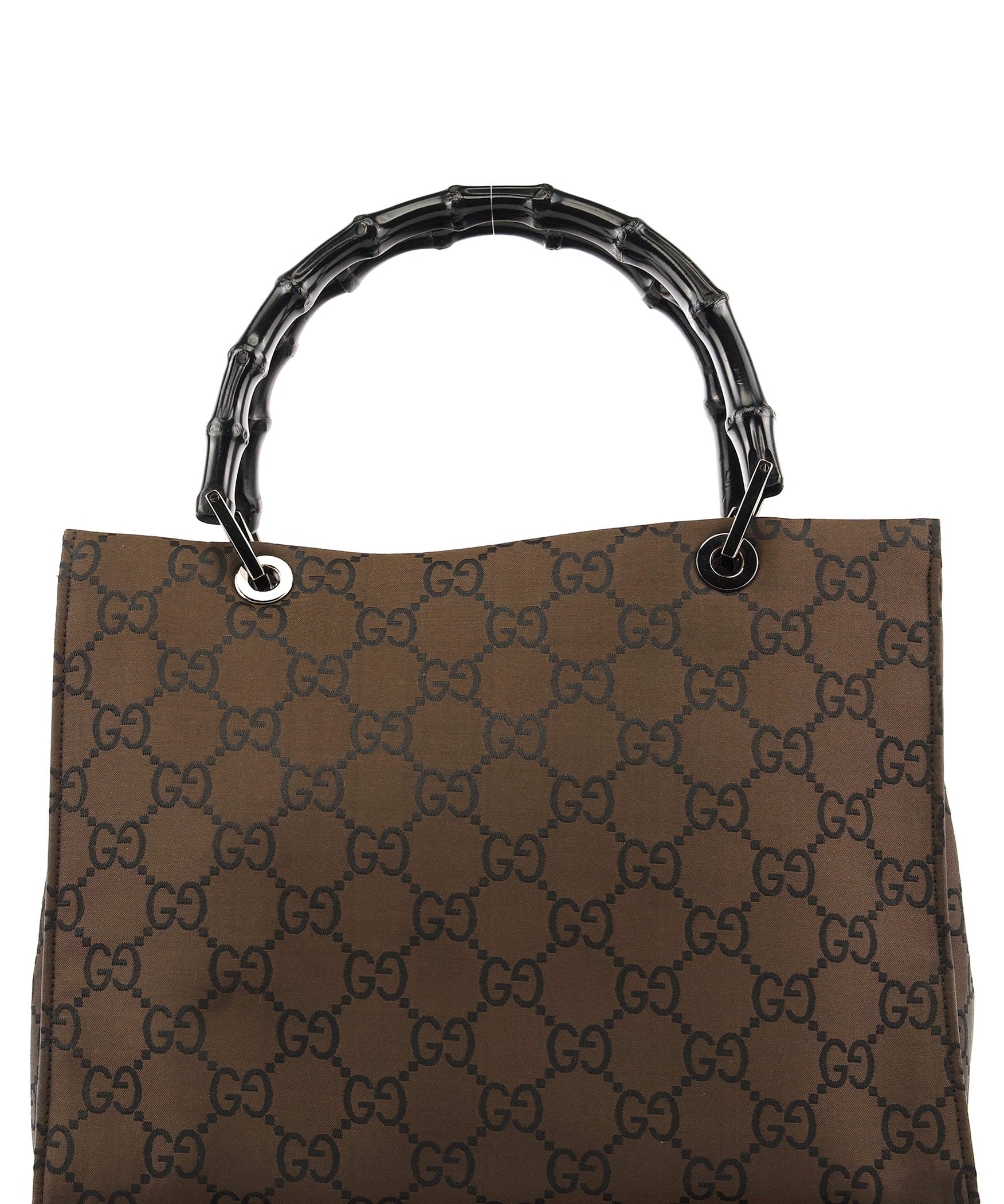 Gucci 002 1016 Brown GG Bamboo Tote Bag