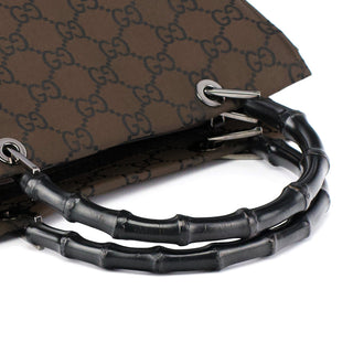 Gucci 002 1016 Brown GG Bamboo Tote Bag