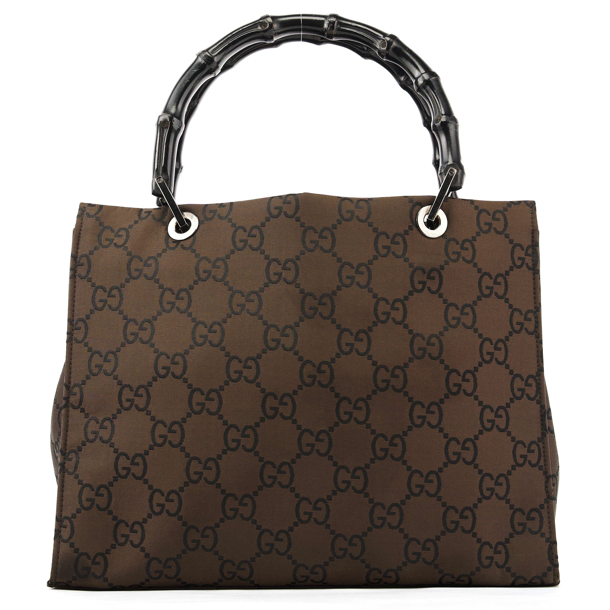 Gucci 002 1016 Sac cabas Bamboo en toile GG marron