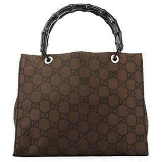 Gucci 002 1016 Brown GG Bamboo Tote Bag