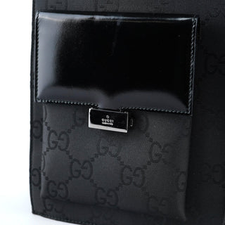 Gucci 002 1021 Black GG Dual Pocket Tote Bag