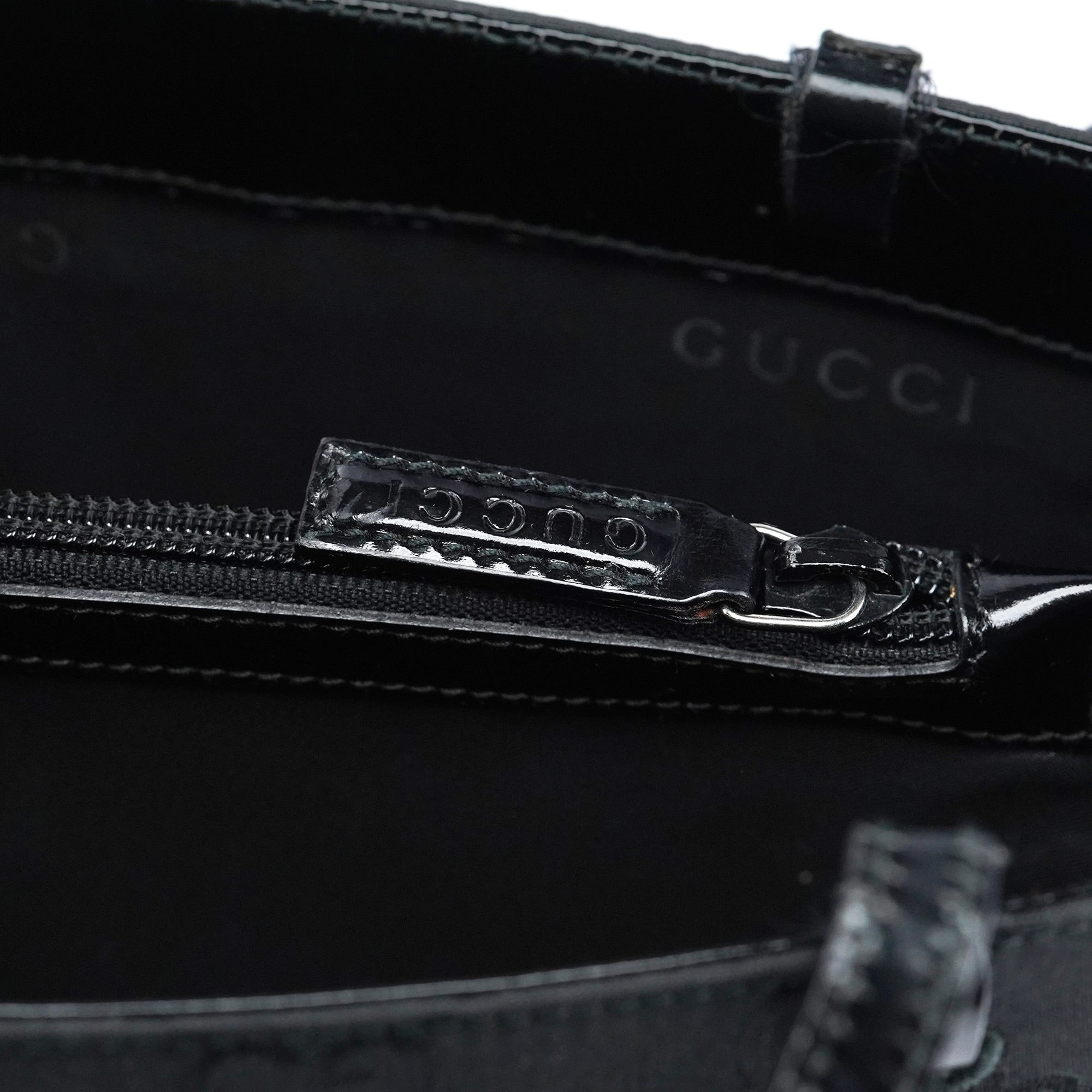 Gucci 002 1021 Black GG Dual Pocket Tote Bag