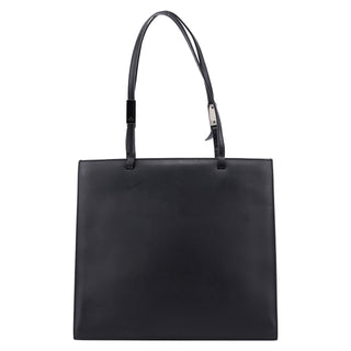 Gucci 002 1021 Matte Black Leather Dual Pocket Tote Bag