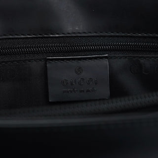 Gucci 002 1021 Matte Black Leather Dual Pocket Tote Bag