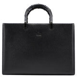 Gucci 002 1034 Black Leather Bamboo 2-Way Tote Bag