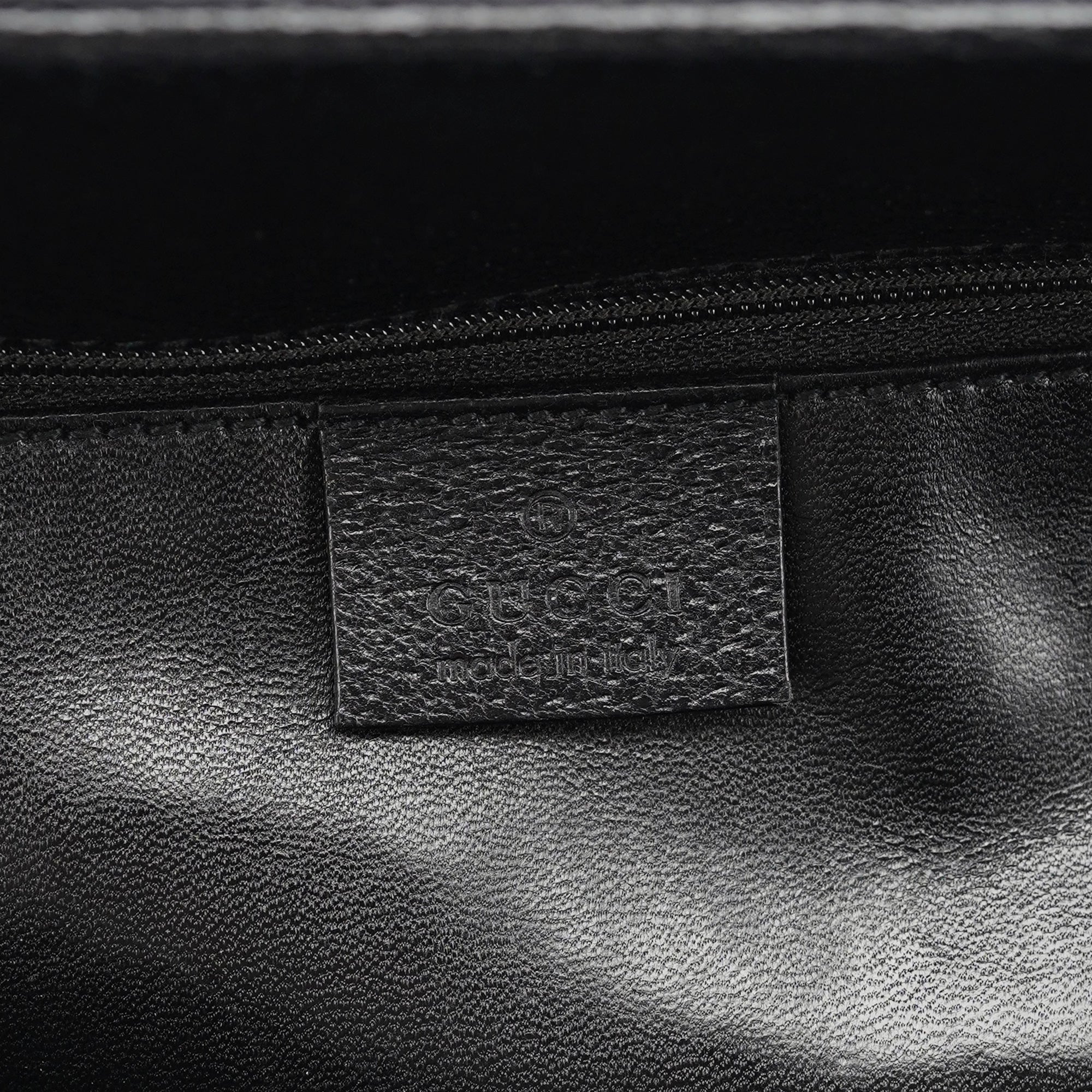 Gucci 002 1034 Black Leather Bamboo Tote Bag