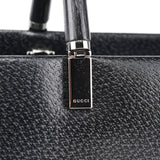 Gucci 002 1034 Black Leather Bamboo Tote Bag