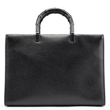 Gucci 002 1034 Black Leather Bamboo Tote Bag