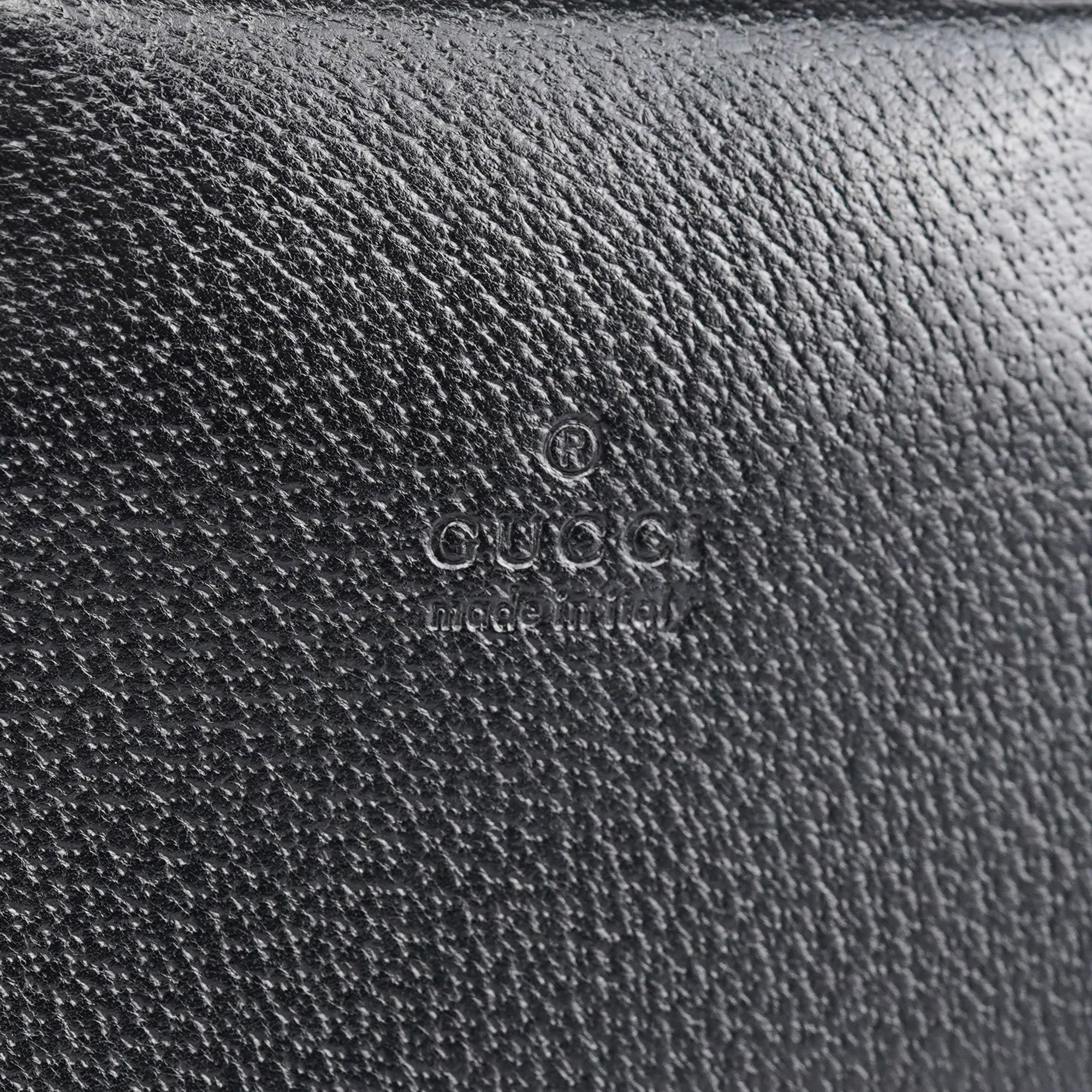 Gucci 002 1034 Black Leather Bamboo Tote Bag