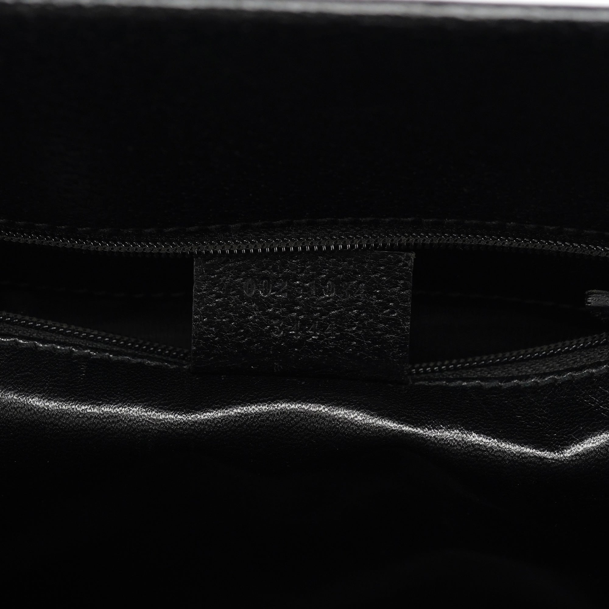 Gucci 002 1034 Black Leather Bamboo Tote Bag