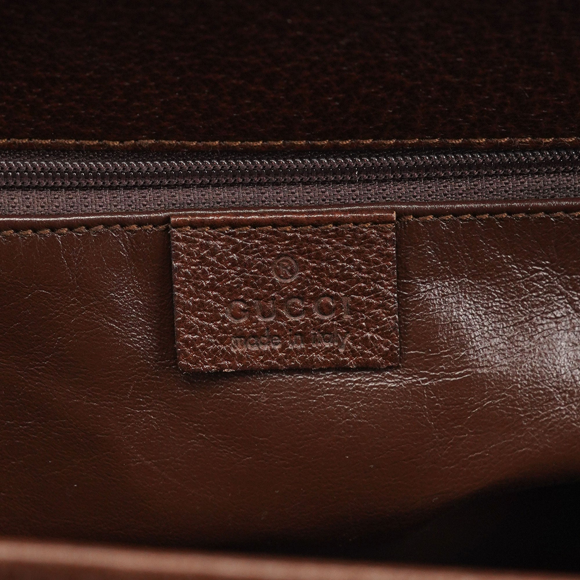 Gucci 002 1034 Sac cabas deux portés Bamboo en cuir marron