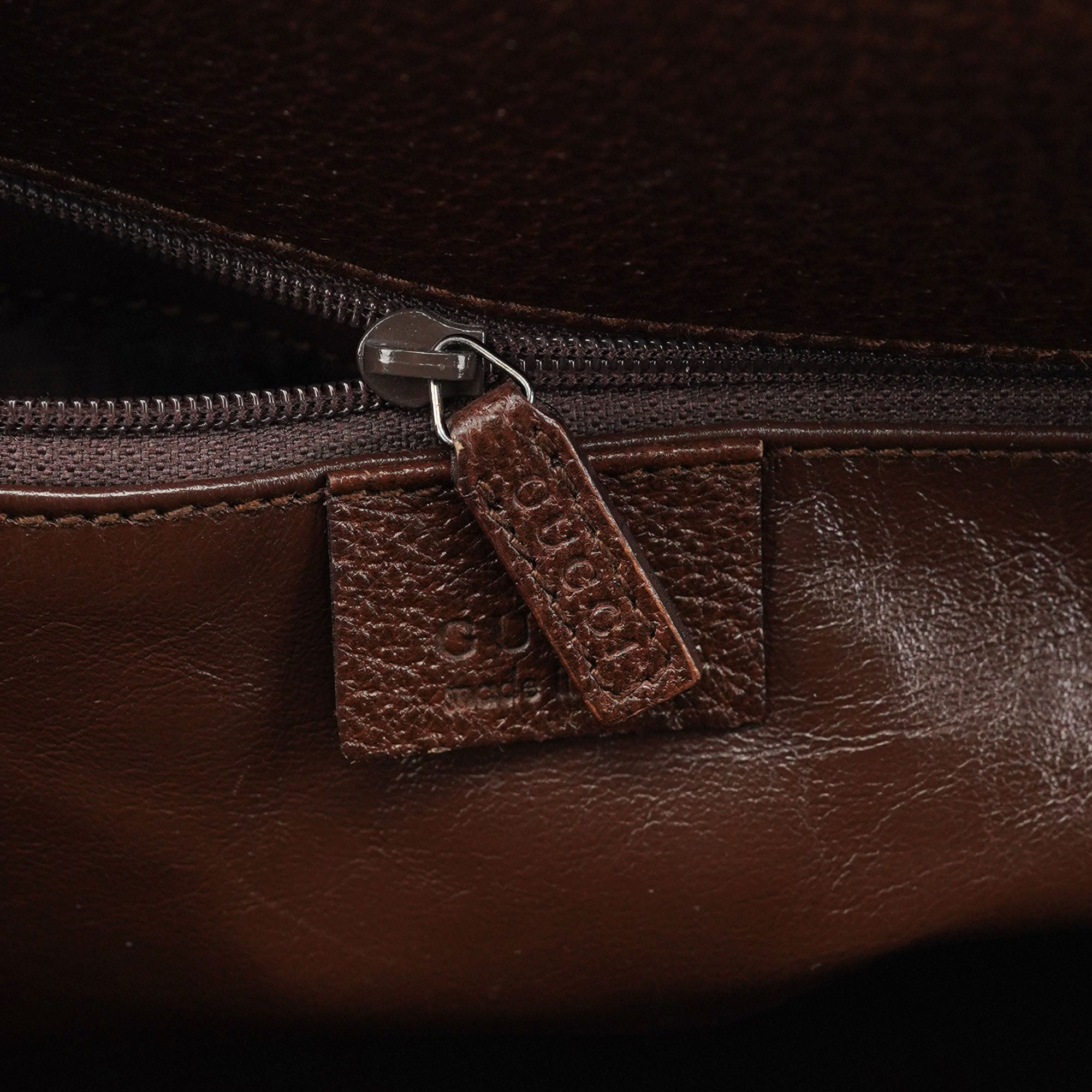 Gucci 002 1034 Sac cabas deux portés Bamboo en cuir marron