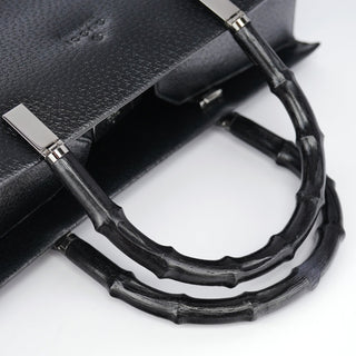 Gucci 002 1035 Black Leather Bamboo 2-Way Tote Bag