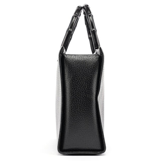 Gucci 002 1035 Black Leather Bamboo 2-Way Tote Bag